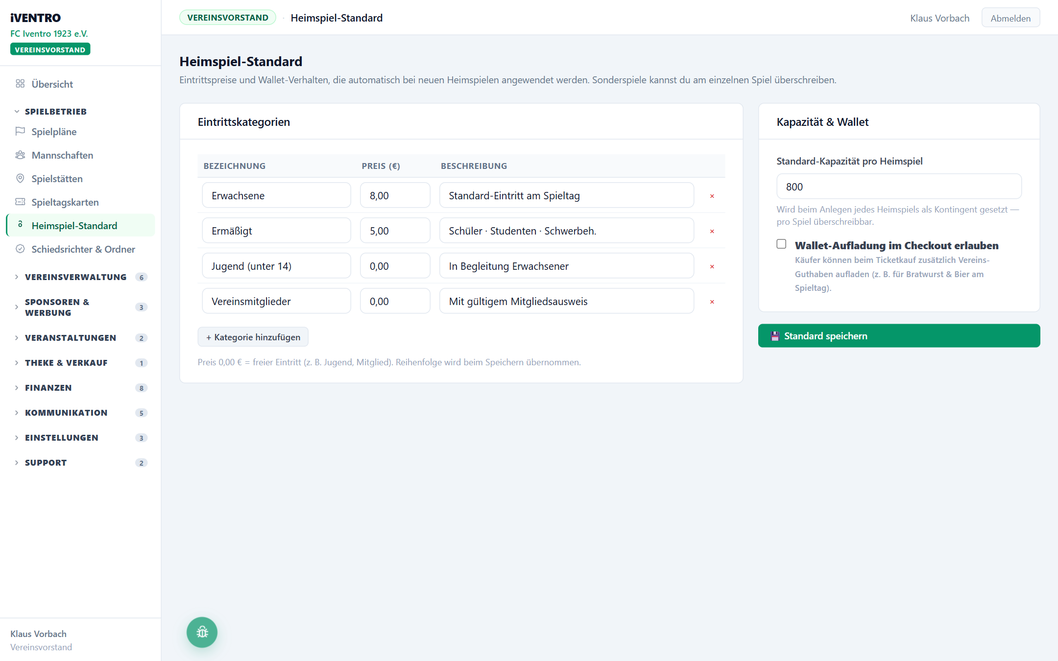 Tabelle Eintrittskategorien