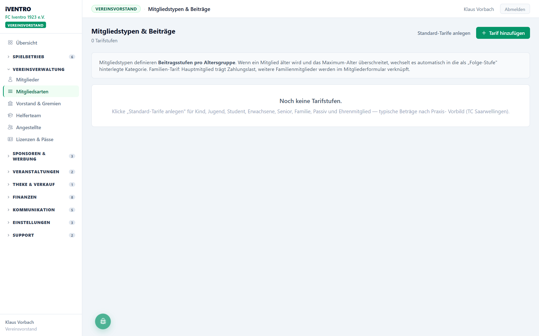 Leere Liste mit Standard-Knopf
